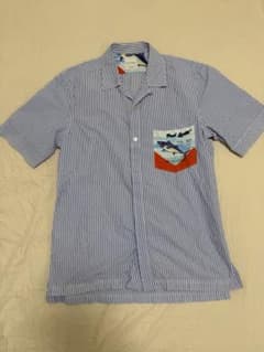 希少 Paul Smith ポールスミス ストライプ 半袖シャツ S 魚柄のサムネイル