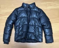 ZARA フェイクレザー ダウンジャケット ブラック Lのサムネイル