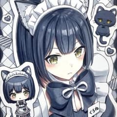 な*ん様 色紙 黒猫メイドくろねちゃん OC手描きアナログイラスト 1作目