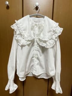 夢展望 ビッグセーラーフリル襟長袖ブラウス ホワイトのサムネイル