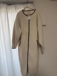 アイボリー ボア ロングコート