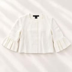 RALPH LAUREN 랄프로렌 노 칼라 재킷 화이트 소매 플레어 4