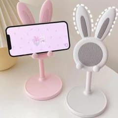 ウサギ耳デザイン スマホスタンド　黒　白　ピンクのサムネイル