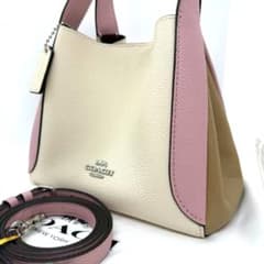 新品未使用 COACH コーチ 2way バッグ ハドリー ホーボー 白×ピンク 