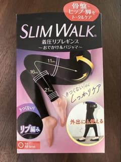 SLIM WALK 着圧リブレギンス M-L ブラック - メルカリ