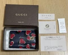 GUCCI グッチ ハートビート 6連キーケース ネイビー ロゴ - メルカリ