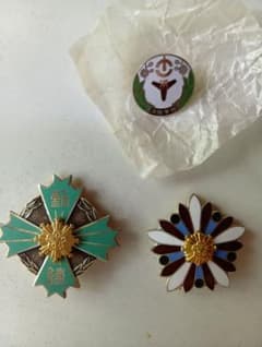Set of 3 Firefighter Badges: Merit Award, Service Award, Fire Academy, Kochi Prefecture Firefighting Association Foundation