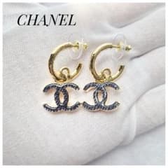 【極美品】CHANEL デニムフープ ココマーク ピアスのサムネイル
