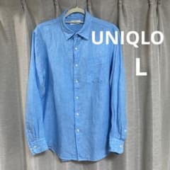 UNIQLO プレミアムリネンシャツ　長袖　ブルー　 Lのサムネイル