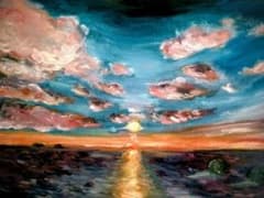 夕暮れの海 油彩画のサムネイル