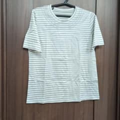 ストライプ ビーズ装飾 Tシャツ 半袖　新品未使用