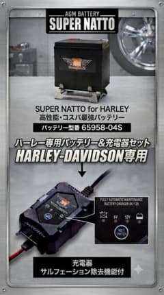 ハーレーセット★バッテリー【65958-04S】＋充電器★サルフェーション除去付のサムネイル