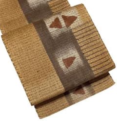 夏帯 ジャカード織 紬糸 八寸名古屋帯 正絹 幾何学 未使用 イ7067