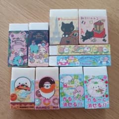헤세이 레트로 선엑스 지우개 10점 세트 마메 참깨 양말 냥코