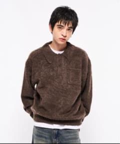 shaggy knit polo/シャギーニットポロ メンズ elanqueのサムネイル