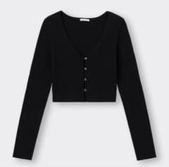 【未着用】GU UVカットクロップドカーディガン 長袖 ブラック M レディース
