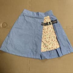 女の子150 ショートパンツ　水色✖️生成り花柄のサムネイル