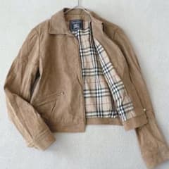バーバリー　スエード　ブルゾン　ジャケット　ジップ　ノバチェック ベージュ　38 バーバリー スエード ブルゾン ジャケット ジップ ノバチェック