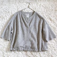 ビアズリー　シルクインレイ前後ニット　2way　ツイード　ドローコード　グレー