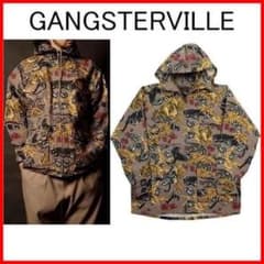 未使用タグ付 GANGSTERVILLE 総柄 マウンテンパーカー グレージュM