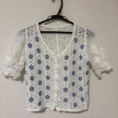 花柄刺繍 ホワイトレース 半袖トップスのサムネイル