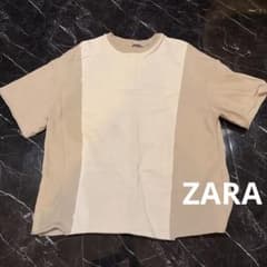 ZARA カラーブロック 半袖Tシャツ ベージュ系 Mサイズ 配色デザインのサムネイル