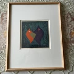 カベヒロシ　二重唱 15/100 額装　Hiroshi Kabe 版画 カベヒロシ 二重唱 15/100 額装 Hiroshi Kabe 約32×26 - メルカリ