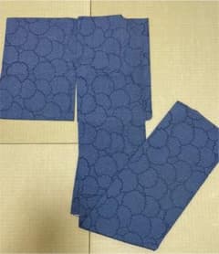 夏着物　紗　雪輪模様　単衣　紺色のサムネイル