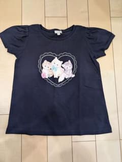 猫刺繍 ネイビー Tシャツ 130cmのサムネイル