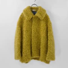 【新品同様】ブラミンク　シャギー　モヘヤ　コート　イエローグリーン　ウール　38 新品同様】ブラミンク シャギー モヘヤ コート イエローグリーン