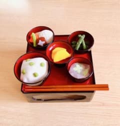 ちりめん細工　ハンドメイド精進料理　春の御彼岸用のサムネイル