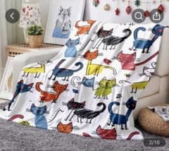 カラフルな猫柄 ブランケットのサムネイル