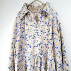 Retro floral print dress, vintage style, relaxed fit, size L