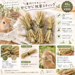 1番刈りチモシーとオーツヘイの かじかじ牧草スティック 3本セット【手作り】のサムネイル