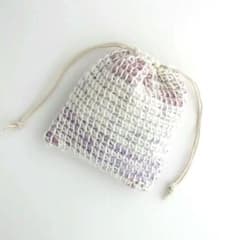 【ハンドメイド】アフガン編み ミニ巾着ポーチ（ピンク）　　K003-3のサムネイル