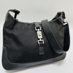 GUCCI グッチ ジャッキー レザー キャンバス ショルダーバッグ
