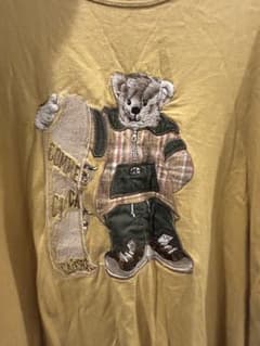 クマ刺繍 ロングスリーブTシャツ マスタードのサムネイル