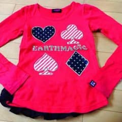 EARTHMAGIC☆150サイズ☆バックリボンフリルトランプ柄ロンTのサムネイル