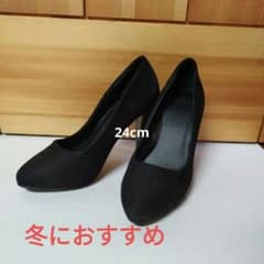 スエード　ブラックパンプス　ハイヒール　秋冬春のサムネイル