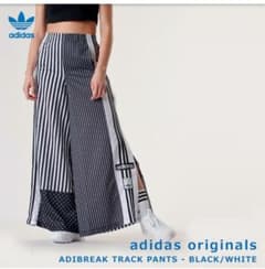 週末限定！安い！【日本サイズL】adidas★ワイドパンツ 黒×白 タグ付新品のサムネイル
