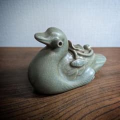 水滴 青磁 高麗青磁 水鳥 鴨 蓮 書道具 朝鮮古美術 骨董 李朝 時代物