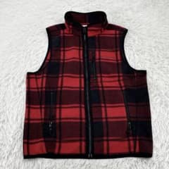 Columbia フリース ベスト チェック柄 黒 赤 コロンビア M
