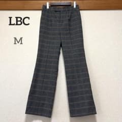 LBC チェック柄 スラックス セミフレアパンツ グレー Mサイズ