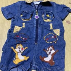 チップとデール刺繍デニムロンパース　80㎝のサムネイル