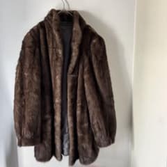 美品 サガミンク 毛皮 ファーコート リアルファー ブラウン 総丈86cm
