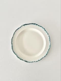 【フランスアンティーク】花　リム皿　1800年代　クレイユモントロー　ブルー フランスアンティーク】花 リム皿 1800年代 クレイユモントロー ブルー