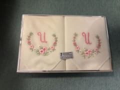 スイス製 ハンカチ 2枚セット 花柄 刺繍入りのサムネイル