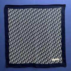 Dior ディオール77×75シルク 大判スカーフ トロッター 総柄 ネイビー