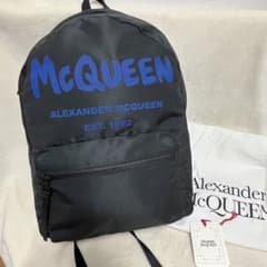 【極美品】アレキサンダー マックウィーン ロゴ バックパック リュック 黒青 極美品】アレキサンダー マックウィーン ロゴ バックパック リュック