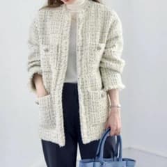 quaranciel SHIPS】ファンシー ツイード ノーカラー ジャケット - メルカリ